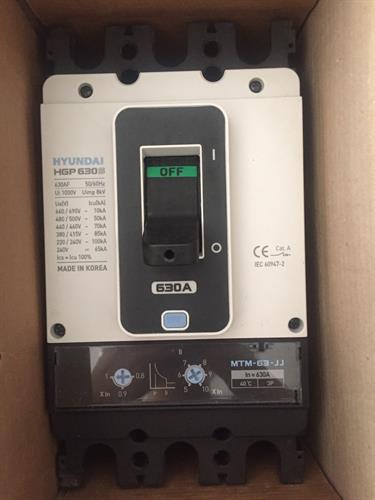 MCCB HYUNDAI 3P 630A 85kA ( HGP630S-H ) CHỈNH DÒNG NHIỆT 0.8~1.0In VÀ DÒNG TỪ 5~10In